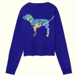 New PINK Victoria’s Secret campus tee pink Dog pink Cropped tee PINK tee blue